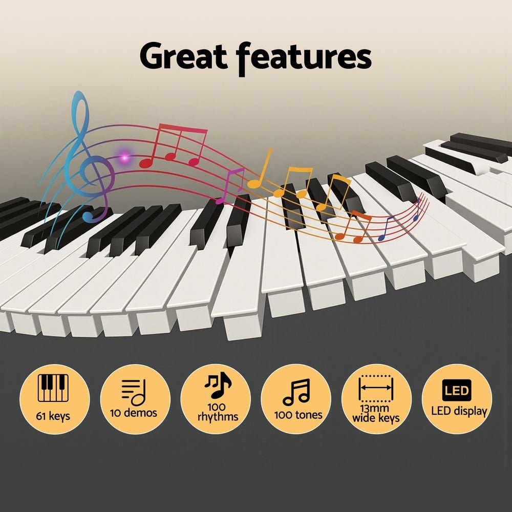 Alpha 61 - Key Digital Piano Keyboard Electric Kids Gift Black