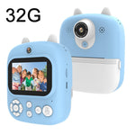 32g Instant Camera with 2.4 Display & Card Reader for Kids - 1200w Blue - 32G + Card Reader Pink