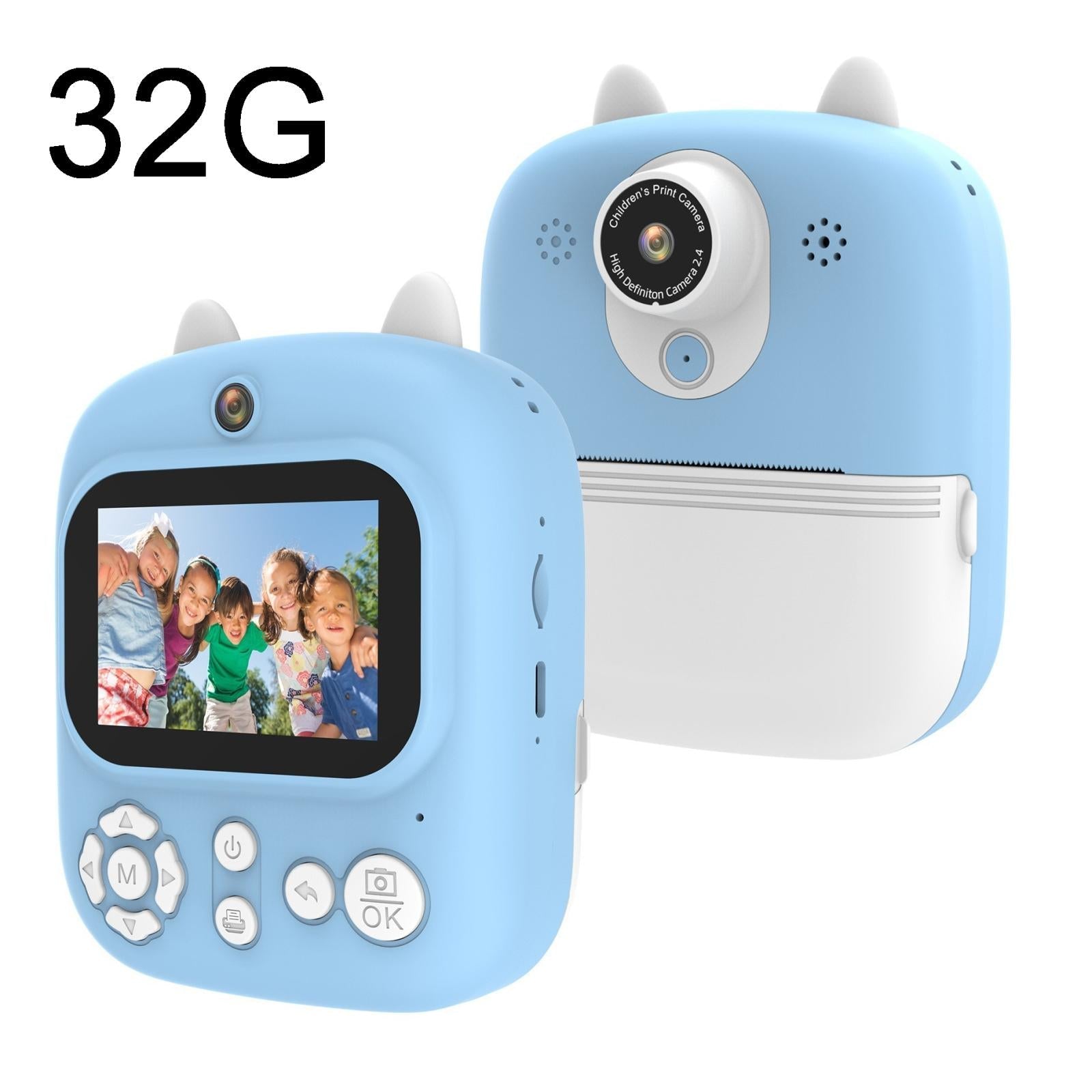 32g Instant Camera with 2.4 Display & Card Reader for Kids - 1200w Blue - 32G + Card Reader Pink