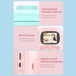 32g Pink Cartoon Kids Camera with Rotating Lens - A18 Hd