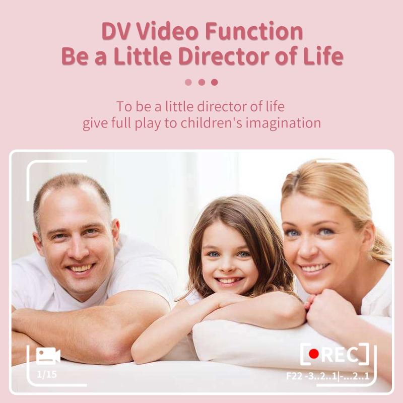 32g Pink Cartoon Kids Camera with Rotating Lens - A18 Hd