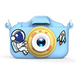Blue Astronaut Motifs Cute Kids Digital Camera - Cat - Themed HD Camera with 32GB Memory Card