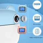 Instant Print Camera for Kids with Dual Lens and 2.4 - inch Screen - Blue