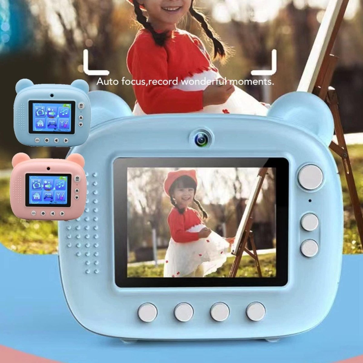 Instant Print Camera for Kids with Dual Lens and 2.4 - inch Screen - Pink