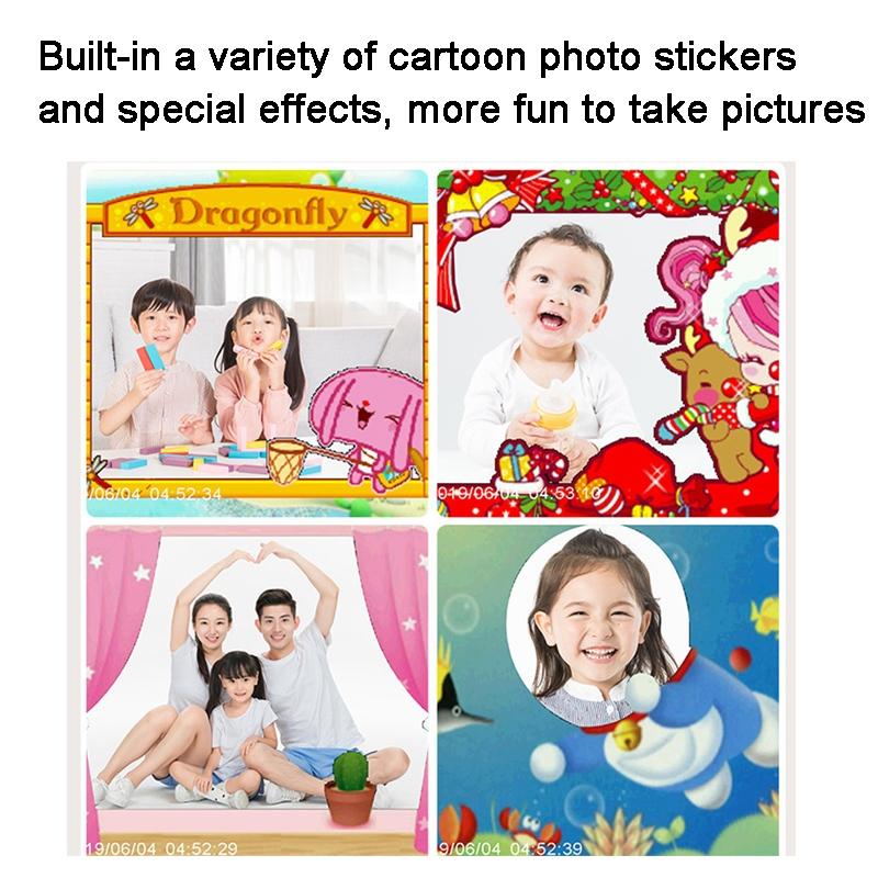 Instant Print Camera for Kids with Dual Lens and 2.4 - inch Screen - Pink