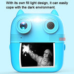Instant Print Camera with Dual Lens - 2.8 Screen for Kids Blue - Blue + 32G Card
