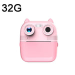 Instant Print Camera with Dual Lens - 2.8 Screen for Kids Blue - Pink + 32G Card
