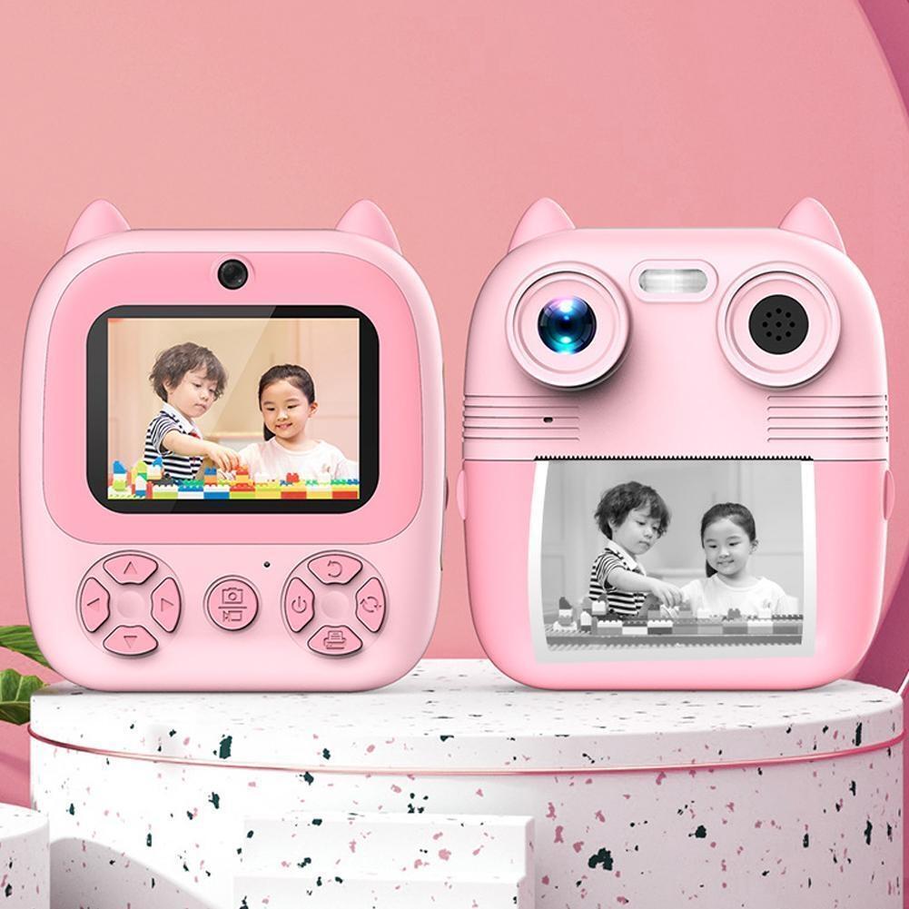 Instant Print Camera with Dual Lens - 2.8 Screen for Kids Blue - Pink + 32G Card