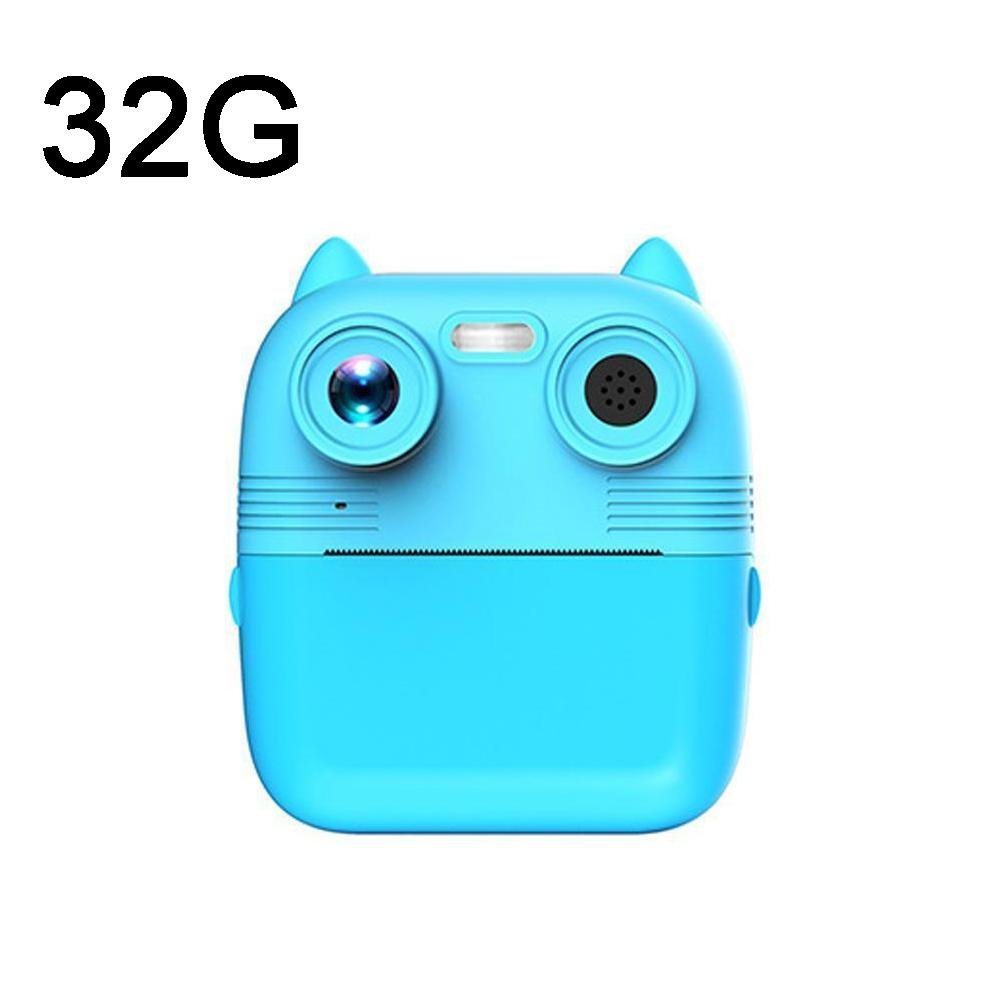 Instant Print Camera with Dual Lens - 2.8 Screen for Kids Blue - Pink + 32G Card