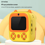 Instant Print Camera with Dual Lens - 2.8 Screen for Kids Blue - Yellow + 32G Card