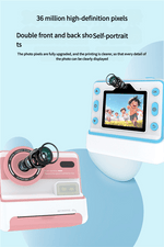 Kids Instant Print Camera - Creative Drawing & Photo Fun with Thermal Printing(Blue+32GB memory card)