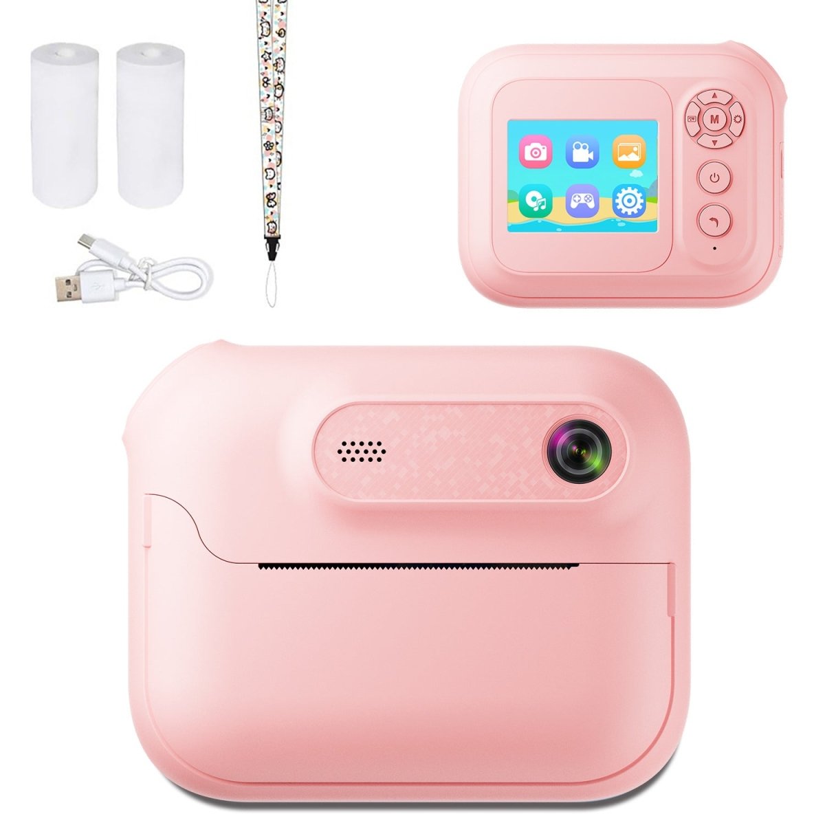 Kids Multi - Functional Camera Toy - Instant B&W Printing & Creative Stickers(pink)