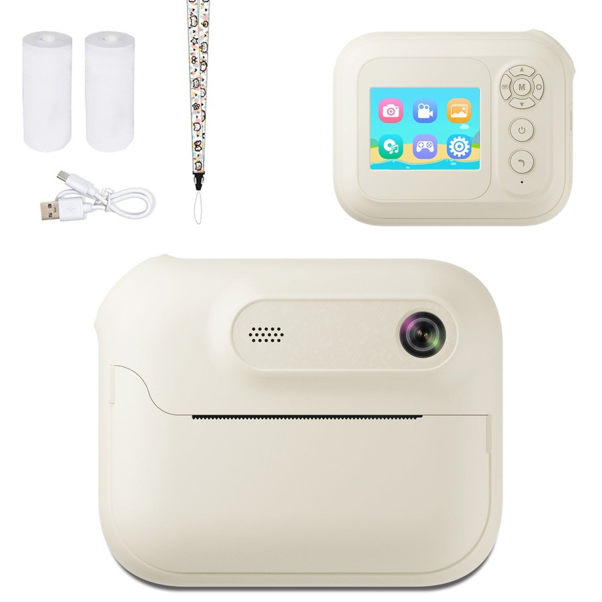 Kids Multi - Functional Camera Toy - Instant B&W Printing & Creative Stickers(white)