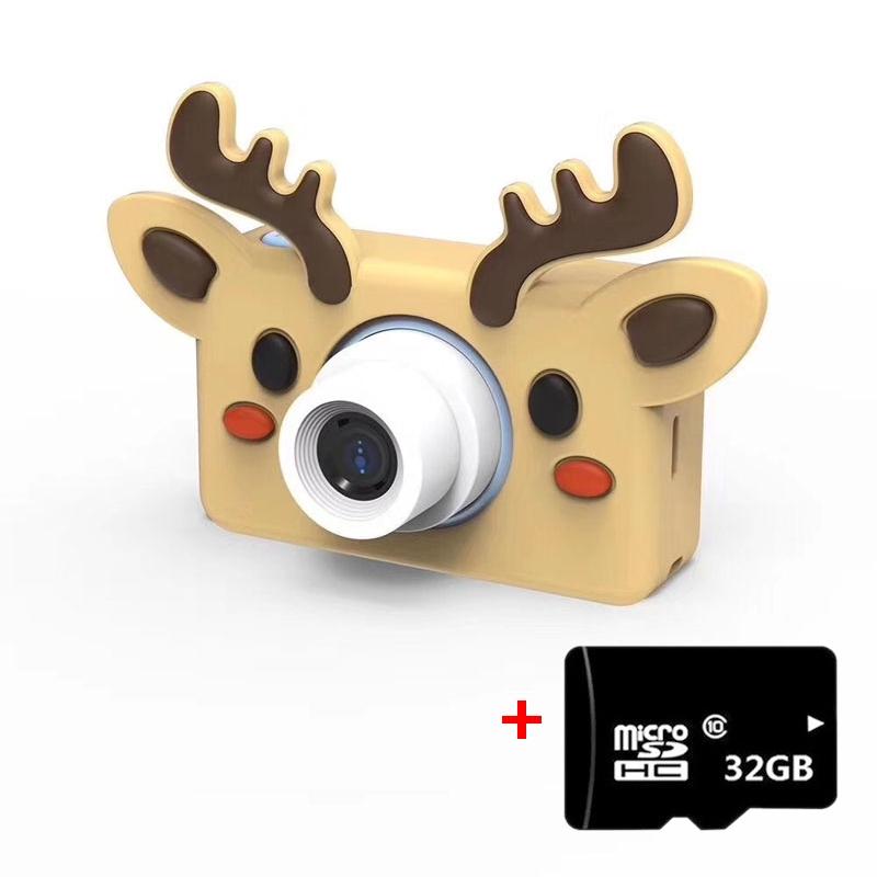 Mini Digital Sport Camera with 8.0mp Lens 2.0 Screen Elk - shaped Case & 32gb Memory for Kids