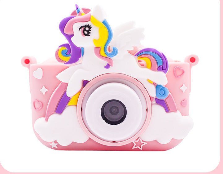 Pink Unicorn Motifs Cute Kids Digital Camera - Cat - Themed HD Camera with 32GB Memory Card