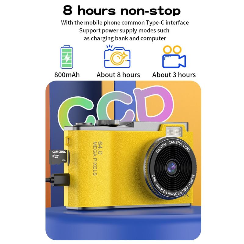 Retro Kids Camera With Dual - Lens 4K Hd Ccd - 2.4 Inch - Pink
