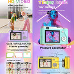 Retro Kids Camera With Dual - Lens 4K Hd Ccd - 2.4 Inch - Yellow