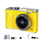 Retro Kids Camera With Dual - Lens 4K Hd Ccd - 2.4 Inch - Yellow
