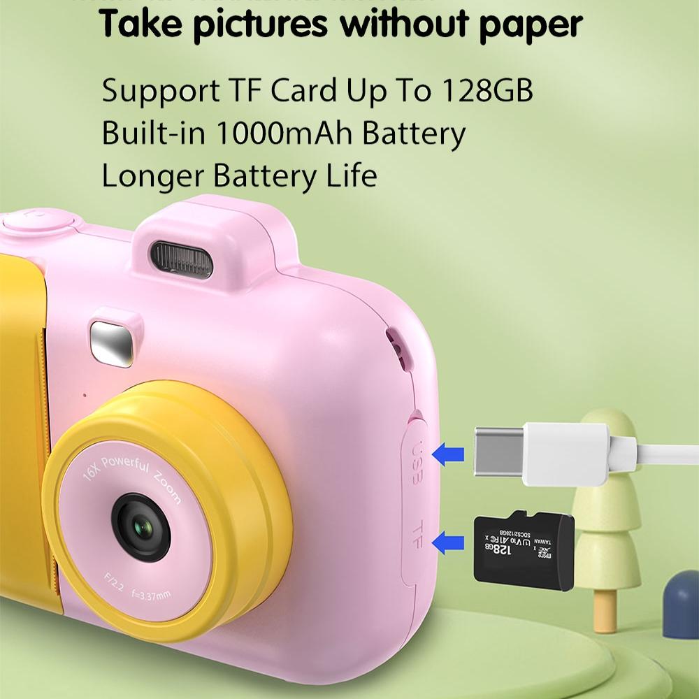 Smart Kids Thermal Camera With Printing Paper - 2.4 - Blue Focus - 503J Pink Fixed Focus