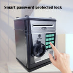 Electronic Piggy Bank Safe Box for Kids - Automatic Bill & Coin Bank with Password Protection, Music & Lights(black)