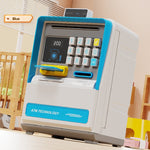 Kids Electronic ATM Piggy Bank with Simulated Facial Recognition & Password - Auto Roll - in Banknote & Coin Money Box for Financial Learning(blue)