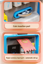 Kids Electronic ATM Piggy Bank with Simulated Facial Recognition & Password - Auto Roll - in Banknote & Coin Money Box for Financial Learning(blue)