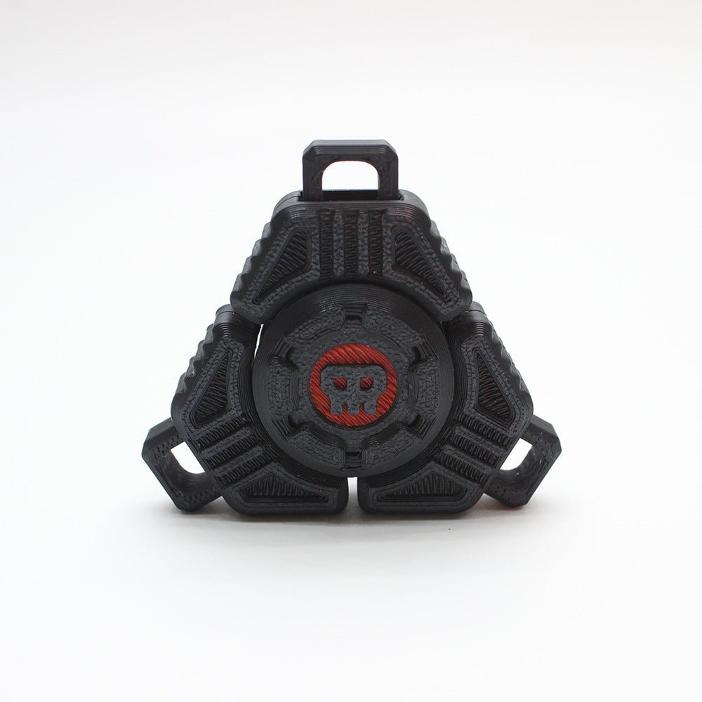 Two Sci - Fi Triangular Keychain Fidget Spinner - 3D Printed EDC Stress Relief Toy(black)