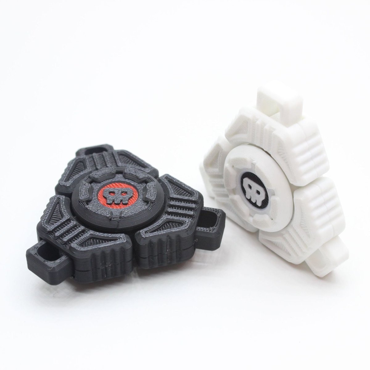 Two Sci - Fi Triangular Keychain Fidget Spinner - 3D Printed EDC Stress Relief Toy(black)