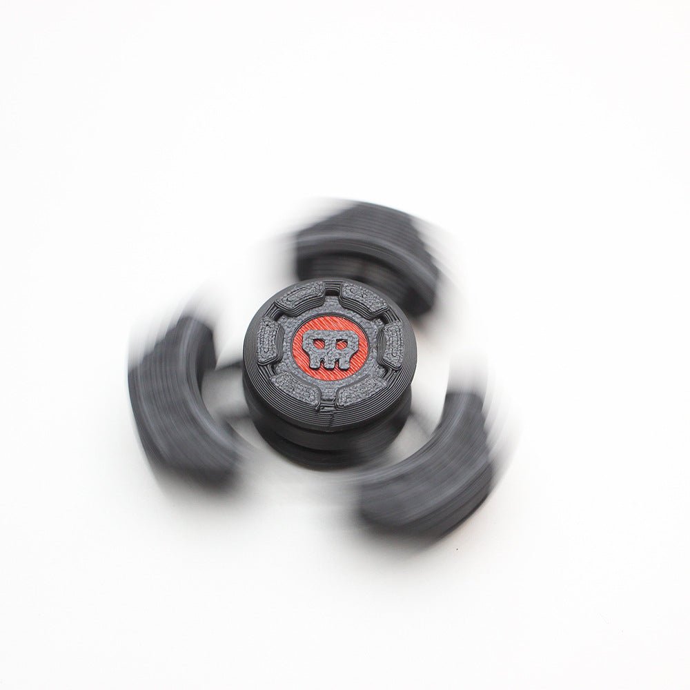 Two Sci - Fi Triangular Keychain Fidget Spinner - 3D Printed EDC Stress Relief Toy(black)