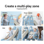 Keezi Kids Slide Swing Set Basketball Hoop Outdoor Playground Toys 170cm Blue