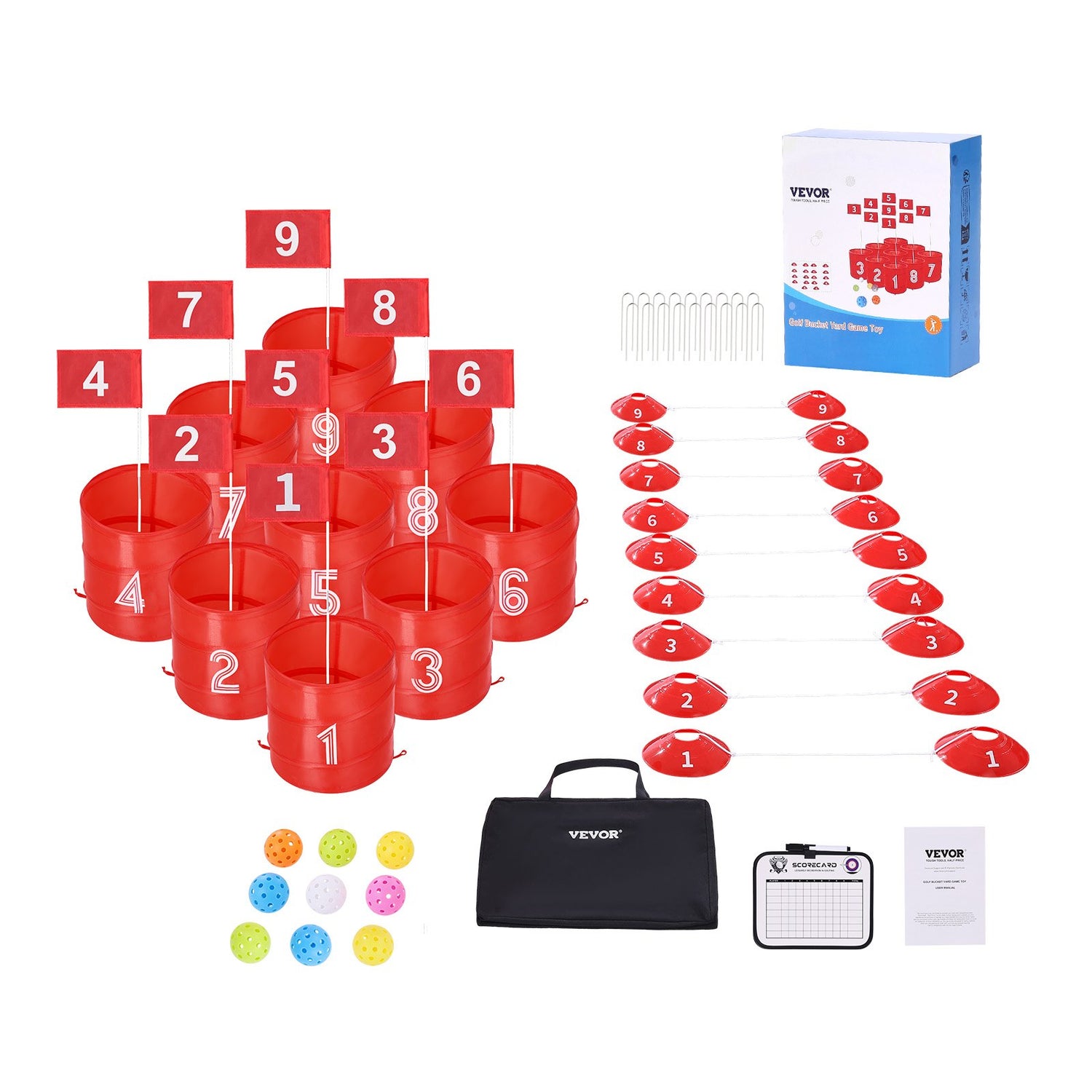 VEVOR Backyard Golf Game 9 Hole Portable Bucket Golf Game for Kids and Adults