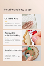 4 Pcs Brown Adorable Bear Wall Protector - Multi-Use Self-Adhesive Door Stopper Bumper
