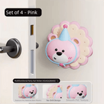 4 Pcs Pink Adorable Bear Wall Protector - Multi - Use Self - Adhesive Door Stopper Bumper