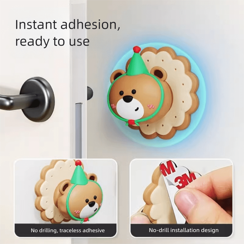 4 Pcs Pink Adorable Bear Wall Protector - Multi - Use Self - Adhesive Door Stopper Bumper