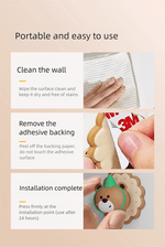 4 Pcs Pink Adorable Bear Wall Protector - Multi - Use Self - Adhesive Door Stopper Bumper