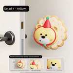 4 Pcs Yellow Adorable Bear Wall Protector - Multi - Use Self - Adhesive Door Stopper Bumper
