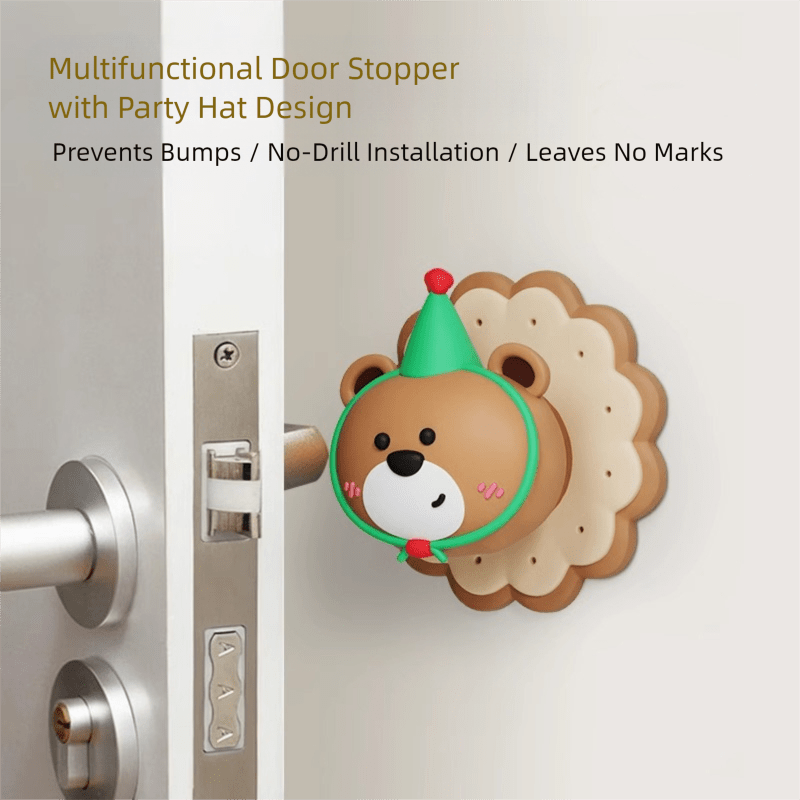 4 Pcs Yellow Adorable Bear Wall Protector - Multi - Use Self - Adhesive Door Stopper Bumper