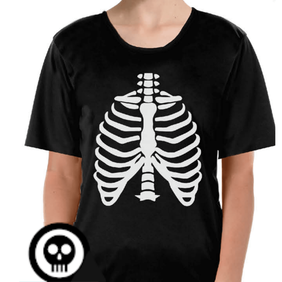 Childrens Skeleton Top Scary Kids Dress Up Halloween Book Week Bones T Shirt - L (10 - 12 Years Old)