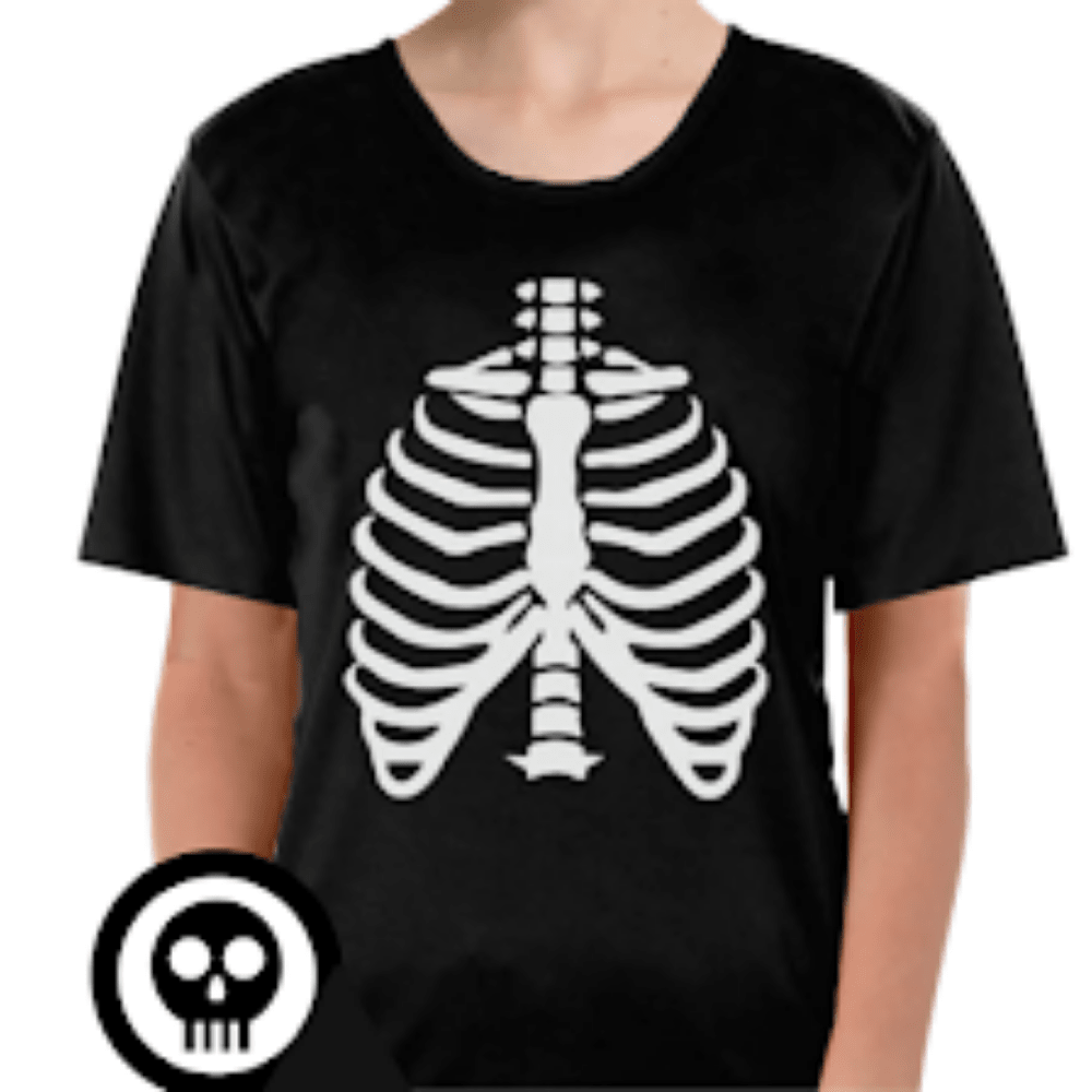 Childrens Skeleton Top Scary Kids Dress Up Halloween Book Week Bones T Shirt - L (10 - 12 Years Old)