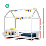 Artiss Bed Frame Wooden Kids House Frame White ROCK