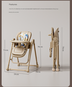 Mocha brown 3-in-1 Convertible Baby High Chair - Adjustable, Foldable Feeding Seat with Rocking Function and Wheels