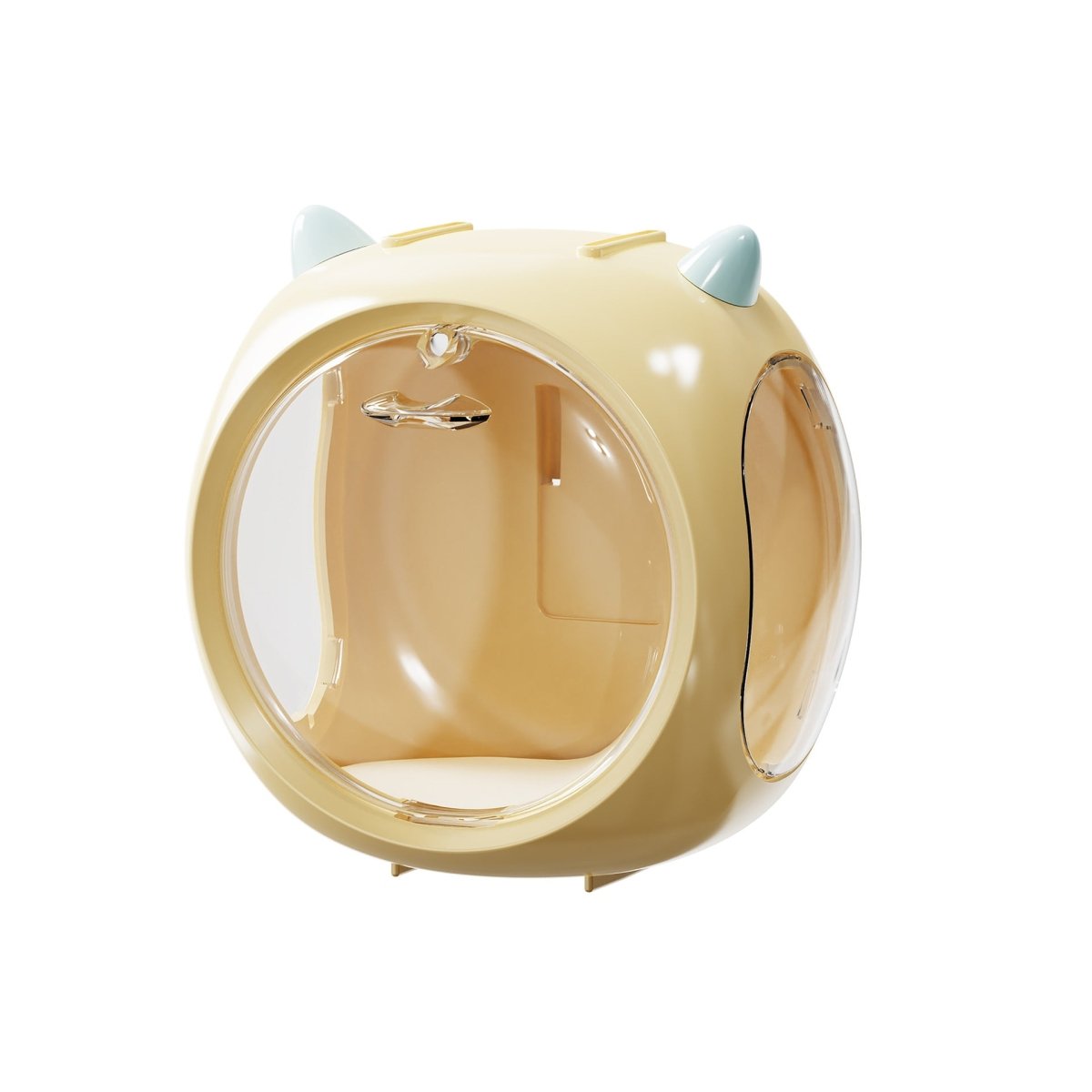 Yellow And Blue Horn Acrylic Blind Box Display Case - Transparent Dustproof Storage for Figures and Collectibles(The model is a shooting prop and is not included)