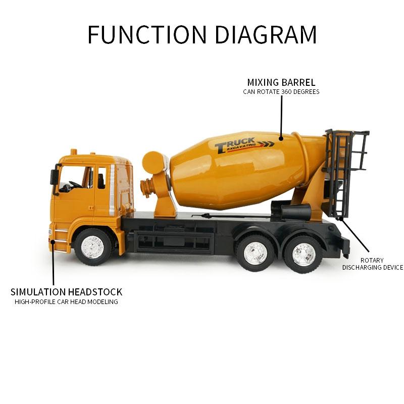 10-Ch Remote Control Mixer Truck - 2.4G Simulated Engineering Vehicle