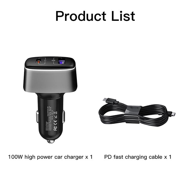 2-In-1 Car Charger - 100W - Compact Design