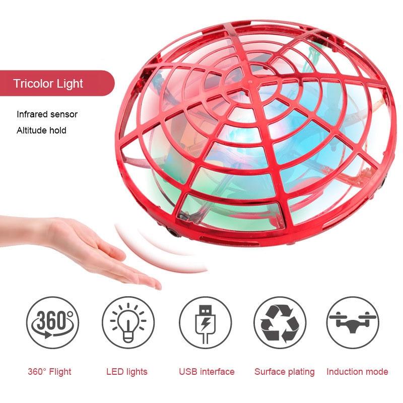 5 Induction Quadcopter Mini Drone - Colourful Lights Red