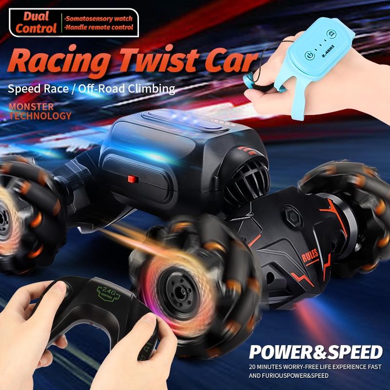 Twist Stunt Car With 2.4G Remote Control - Dual Control - Orange / Green
