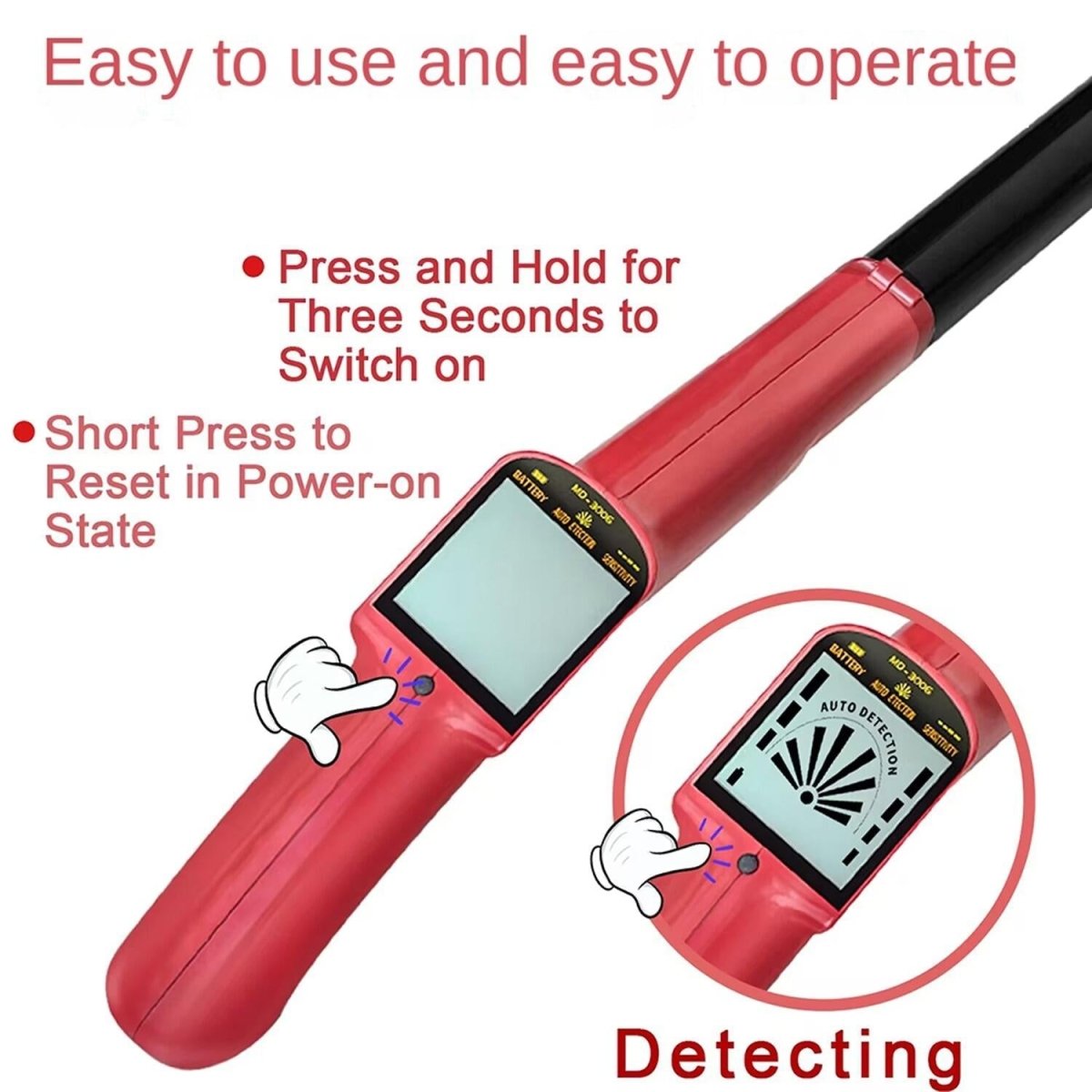 Outdoor Treasure Hunter Metal Detector for Kids - Science Toy - Red