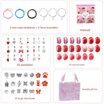 Unicorn DIY Beaded Bracelet Kit for Kids - Red Crystal Beads and Charms Jewelry Set with Gift Box