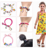 Unicorn DIY Beaded Bracelet Kit for Kids - Red Crystal Beads and Charms Jewelry Set with Gift Box