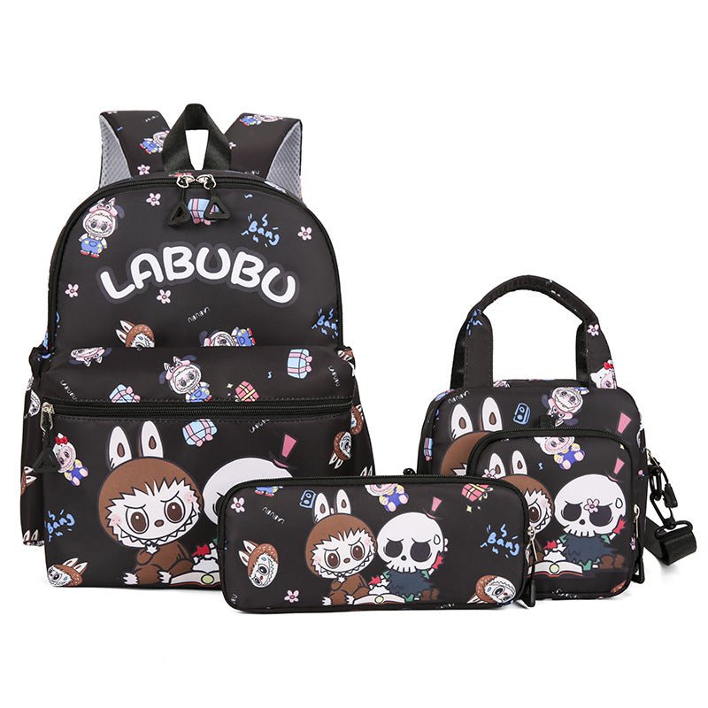 Kids Cartoon Character 3 - Piece Backpack Set - Lightweight School Bag with Lunch Bag & Pencil Case(black)